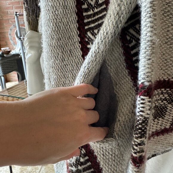 Zara Knit Aztec Icelandic Print Wool Blend Coat Sweater Jacket - Picture 10 of 13